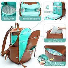 Load image into Gallery viewer, Diaper Bag Backpack Mominside Leather Baby Bag with 6 Insulated Pockets for Mom Dad, Baby Registry Search, Changing Station, Stroller Straps, Large Capacity for Wet Clothes, Waterproof(Brown)
