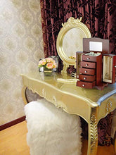 Load image into Gallery viewer, RR ROUND RICH DESIGN Jewelry Box - Made of Solid Wood with Tower Style 4 Drawers Organizer and 2 Separated Open Doors on 2 Sides and Large Mirror Brown
