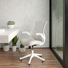 Load image into Gallery viewer, Flash Furniture Mid-Back Light Gray Mesh Swivel Ergonomic Task Office Chair with White Frame and Flip-Up Arms
