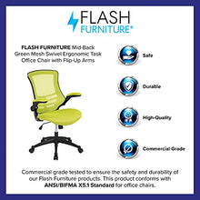 Load image into Gallery viewer, Flash Furniture Mid-Back Green Mesh Swivel Ergonomic Task Office Chair with Flip-Up Arms
