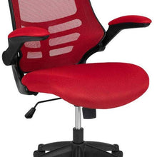 Load image into Gallery viewer, Flash Furniture Mid-Back Red Mesh Swivel Ergonomic Task Office Chair with Flip-Up Arms
