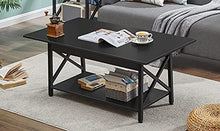 Load image into Gallery viewer, GreenForest Coffee Table Farmhouse Rustic with Storage Shelf for Living Room 43.3 x 23.6 inch, Easy Assembly, Black
