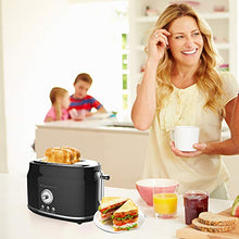 Load image into Gallery viewer, Frigidaire ETO102-BLACK, 2 Slice Toaster, Retro Style, Wide Slot for Bread, English Muffins, Croissants, and Bagels, 5 Adjustable Toast Settings, Cancel and Defrost, 900w, Black
