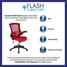 Load image into Gallery viewer, Flash Furniture Mid-Back Red Mesh Swivel Ergonomic Task Office Chair with Flip-Up Arms
