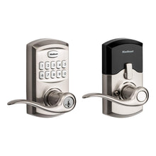 Load image into Gallery viewer, Kwikset 99170-001 SmartCode 917 Keypad Keyless Entry Traditional Residential Electronic Lever Deadbolt Alternative with Tustin Door Handle and SmartKey Security, Satin Nickel, Large
