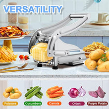 Load image into Gallery viewer, French Fry Cutter with 2 Blades, Professional Potato Cutter Stainless Steel, Potato Slicer French Fries, Press French Fries Cutter for Potato
