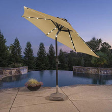 Load image into Gallery viewer, Blissun 7.5 ft Solar Umbrella 18 LED Lighted Patio Umbrella Table Market Umbrella with Tilt and Crank Outdoor Umbrella for Garden, Deck, Backyard, Pool and Beach, Tan
