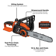 Load image into Gallery viewer, BLACK+DECKER 20V MAX Cordless Chainsaw Kit, 10 inch, Battery and Charger Included (LCS1020)
