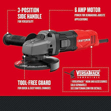 Load image into Gallery viewer, CRAFTSMAN Small Angle Grinder Tool 4-1/2 inch, 6 Amp, 12,000 RPM, Corded (CMEG100)
