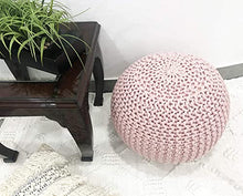 Load image into Gallery viewer, Fernish Decor Round Pouf Ottoman Hand Knitted Cotton Pouf Footrest,Foot Stool, Knit Bean Bag Floor Chair for Bed Room Living | Room | Accent Seat (Cloud Pink 20x20x14 Inch)
