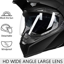 Load image into Gallery viewer, ILM Off Road Motorcycle Dual Sport Helmet Full Face Sun Visor Dirt Bike ATV Motocross Casco DOT Certified (L, Matte Black)
