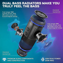 Load image into Gallery viewer, TREBLAB HD77 - Wireless Bluetooth Speaker - 30W Stereo, 20H Battery, IPX6 Waterproof, TWS Mode, Portable Speaker with Shockproof/Dustproof Body, Black
