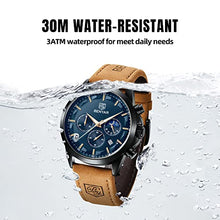 Load image into Gallery viewer, BY BENYAR Men&#39;s Watches Waterproof Sport Military Watch for Men Multifunction Chronograph Black Fashion Quartz Wristwatches Calendar with Leather Strap
