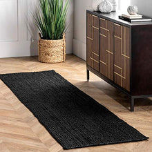 Load image into Gallery viewer, nuLOOM Rigo Hand Woven Farmhouse Jute Area Rug, 5&#39; x 8&#39;, Black
