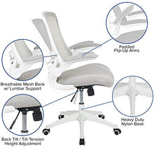 Load image into Gallery viewer, Flash Furniture Mid-Back Light Gray Mesh Swivel Ergonomic Task Office Chair with White Frame and Flip-Up Arms
