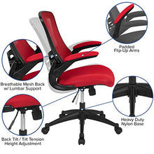 Load image into Gallery viewer, Flash Furniture Mid-Back Red Mesh Swivel Ergonomic Task Office Chair with Flip-Up Arms
