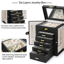 Load image into Gallery viewer, AKOZLIN Jewelry Box Organizer Functional Leather Jewelry Storage Case for Women Girls Ring Necklace Earring Bracelet Holder Organizer with Mirror Black
