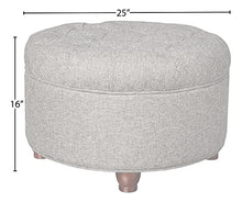 Load image into Gallery viewer, Homepop Home Decor | Large Button Tufted Woven Round Storage Ottoman | Ottoman with Storage for Living Room &amp; Bedroom (Dark Gray)
