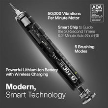 Load image into Gallery viewer, Aquasonic Black Series PRO – Ultra Whitening Toothbrush w UV Sanitizing Base – 5 Modes &amp; Smart Timers – Premium Travel Case – Power Toothbrush – ADA Approved Toothbrush
