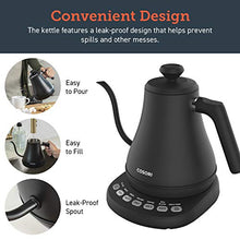 Load image into Gallery viewer, COSORI Electric Gooseneck Kettle with 5 Variable Presets, Pour Over Kettle &amp; Coffee Kettle, 100% Stainless Steel Inner Lid &amp; Bottom, 1200 Watt Quick Heating, 0.8L, Matte Black
