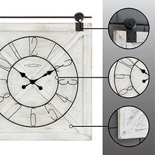 Load image into Gallery viewer, FirsTime &amp; Co. Farmstead Barn Door Wall Clock, 29&quot;H x 27&quot;W, Whitewash, Silver Hardware, Black Dial
