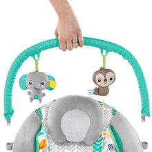 Load image into Gallery viewer, Bright Starts Jungle Vines Comfy Baby Bouncer and Vibrating Infant Seat with Taggies &amp; Elephant and Sloth Plush Baby Toys
