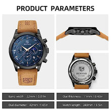 Load image into Gallery viewer, BY BENYAR Men&#39;s Watches Waterproof Sport Military Watch for Men Multifunction Chronograph Black Fashion Quartz Wristwatches Calendar with Leather Strap
