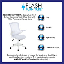 Load image into Gallery viewer, Flash Furniture Mid-Back White Mesh Swivel Ergonomic Task Office Chair with White Frame and Flip-Up Arms
