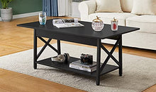 Load image into Gallery viewer, GreenForest Coffee Table Farmhouse Rustic with Storage Shelf for Living Room 43.3 x 23.6 inch, Easy Assembly, Black
