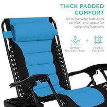 Load image into Gallery viewer, Best Choice Products Oversized Padded Zero Gravity Chair, Folding Outdoor Patio Recliner, XL Anti Gravity Lounger for Backyard w/Headrest, Cup Holder, Side Tray, Outdoor Polyester Mesh - Sky Blue
