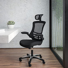 Load image into Gallery viewer, Flash Furniture High-Back Black Mesh Swivel Ergonomic Executive Office Chair with Flip-Up Arms and Adjustable Headrest
