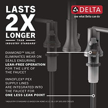 Load image into Gallery viewer, Delta Faucet Lahara Widespread Bathroom Faucet 3 Hole, Gold Bathroom Faucet, Diamond Seal Technology, Metal Drain Assembly, Champagne Bronze 3538-CZMPU-DST
