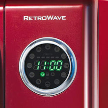 Load image into Gallery viewer, Nostalgia RMO4RR Retro Large 0.9 cu ft, 800-Watt Countertop Microwave Oven, 12 Pre-Programmed Cooking Settings, Digital Clock, Easy Clean Interior, Metallic Red
