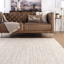 Load image into Gallery viewer, nuLOOM Rigo Hand Woven Farmhouse Jute Area Rug, 5&#39; x 8&#39; Oval, Off-white
