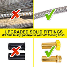 Load image into Gallery viewer, Metal Garden Hose 50FT - Stainless Steel Heavy Duty Water Hose with Metal Nozzle &amp; 8 Function Sprayer, Portable &amp; Lightweight Kink Free Yard Hose, Outdoor Hose

