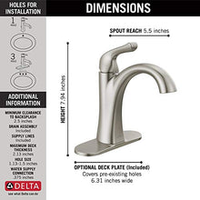 Load image into Gallery viewer, Delta Faucet Arvo Single Hole Bathroom Faucet Brushed Nickel, Single Handle Bathroom Faucet, Bathroom Sink Faucet, Drain Assembly Included, SpotShield Stainless 15840LF-SP
