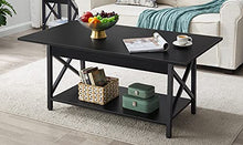 Load image into Gallery viewer, GreenForest Coffee Table Farmhouse Rustic with Storage Shelf for Living Room 43.3 x 23.6 inch, Easy Assembly, Black
