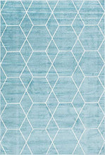 Load image into Gallery viewer, Unique Loom Trellis Frieze Collection Area Rug-Modern Morroccan Inspired Geometric Lattice Design, 6 x 9 ft, Light Blue/Ivory
