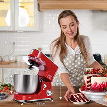 Load image into Gallery viewer, Stand Mixer, CUSIMAX Dough Mixer Tilt-Head Electric Mixer with 5-Quart Stainless Steel Bowl, Dough Hook, Mixing Beater and Whisk, Splash Guard, Red Food Mixer
