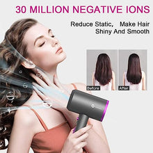 Load image into Gallery viewer, Slopehill Professional Ionic Hair Dryer, Powerful 1800W Fast Drying Low Noise Blow Dryer with 2 Concentrator Nozzle 1 Diffuser Attachments for Home Salon Travel
