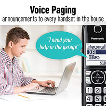 Load image into Gallery viewer, Panasonic Link2Cell Bluetooth Cordless Phone System with Voice Assistant, Call Block and Answering Machine, Expandable Home Phone with 5 Handsets – KX-TGF575S (Black with Silver Trim)

