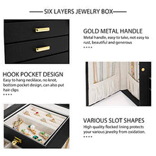 Load image into Gallery viewer, AKOZLIN Jewelry Box Organizer Functional Leather Jewelry Storage Case for Women Girls Ring Necklace Earring Bracelet Holder Organizer with Mirror Black
