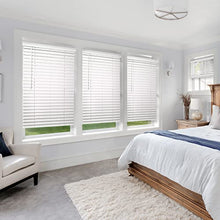 Load image into Gallery viewer, CHICOLOGY Faux Wood Blinds , Window Blinds , Wood Blinds , Window Shades , Window Treatments , Blinds &amp; Shades , Window Shades For Home , Wooden Blinds , Basic White , 35&quot;W X 60&quot;H
