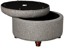 Load image into Gallery viewer, Homepop Home Decor | Large Button Tufted Woven Round Storage Ottoman | Ottoman with Storage for Living Room &amp; Bedroom (Dark Gray)
