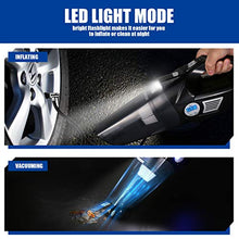 Load image into Gallery viewer, VARSK 4-in-1 Car Vacuum Cleaner, Tire Inflator Portable Air Compressor with Digital Tire Pressure Gauge LCD Display and LED Light, 12V DC Air Compressor Pump, 15FT Cord, Bonus HEPA Filter and Nozzles
