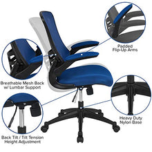 Load image into Gallery viewer, Flash Furniture Mid-Back Blue Mesh Swivel Ergonomic Task Office Chair with Flip-Up Arms
