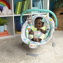 Load image into Gallery viewer, Bright Starts Jungle Vines Comfy Baby Bouncer and Vibrating Infant Seat with Taggies &amp; Elephant and Sloth Plush Baby Toys
