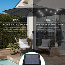 Load image into Gallery viewer, Best Choice Products 10ft Solar Powered Aluminum Polyester LED Lighted Patio Umbrella w/Tilt Adjustment and UV-Resistant Fabric, Gray
