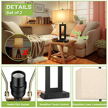 Load image into Gallery viewer, Set of 2 Touch Control Table Lamp with 2 USB Ports, 3-Way Dimmable Modern Nightstand Lamp Sets Bedside Touch Desk Lamp With Fabric Cream Shade For Bedroom Table Living Room Reading, LED Bulbs Included
