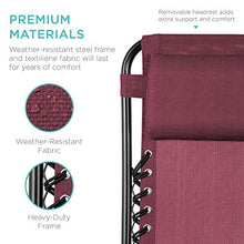 Load image into Gallery viewer, Best Choice Products Set of 2 Adjustable Steel Mesh Zero Gravity Lounge Chair Recliners w/Pillows and Cup Holder Trays - Burgundy
